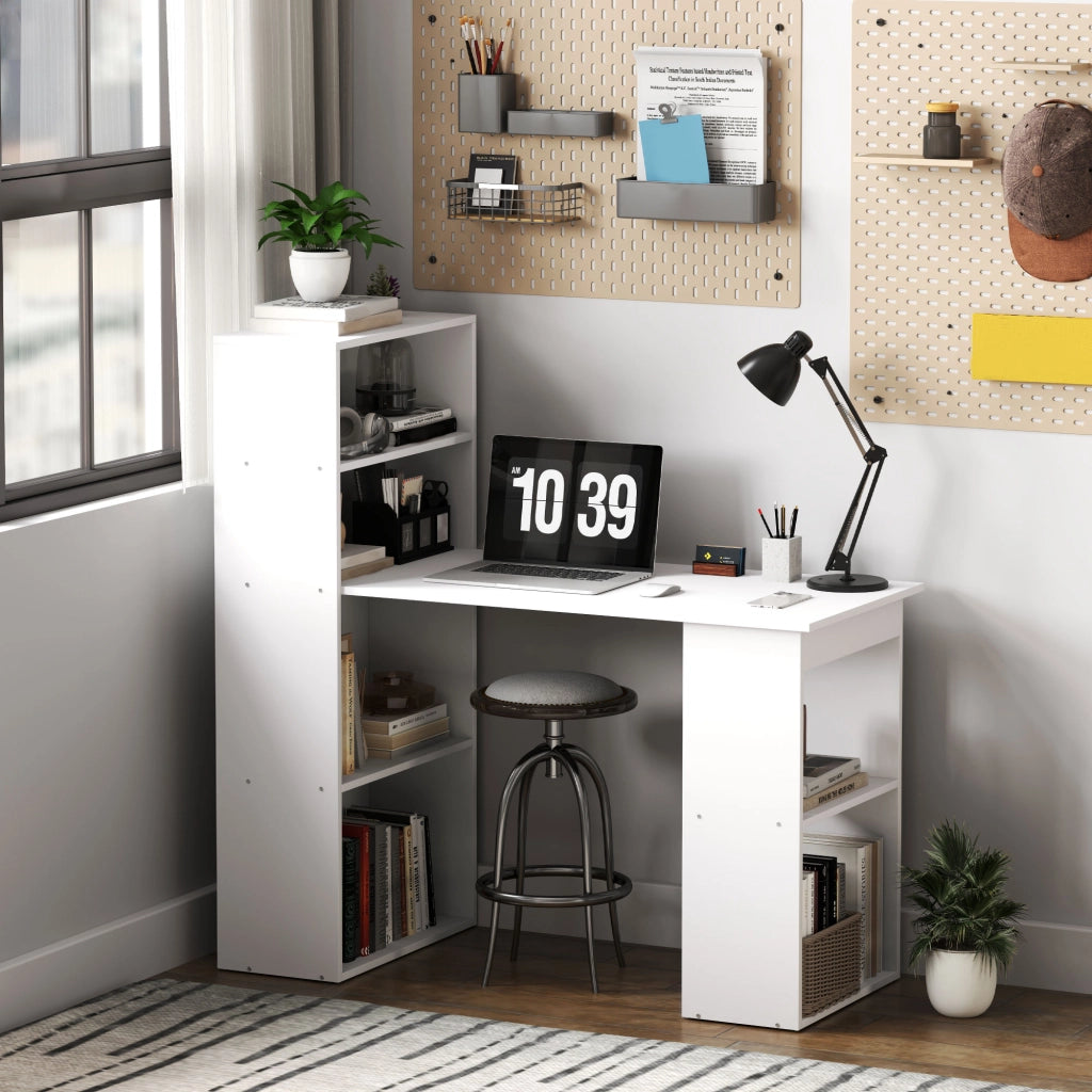 Scrivania Computer con Libreria ¨C Minimal ¨C Bianco 120x55x120 cm