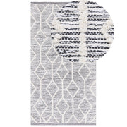 Tappeto grigio con lana beige e cotone 80 x 150 cm motivo geometrico tessuto a mano flatweave