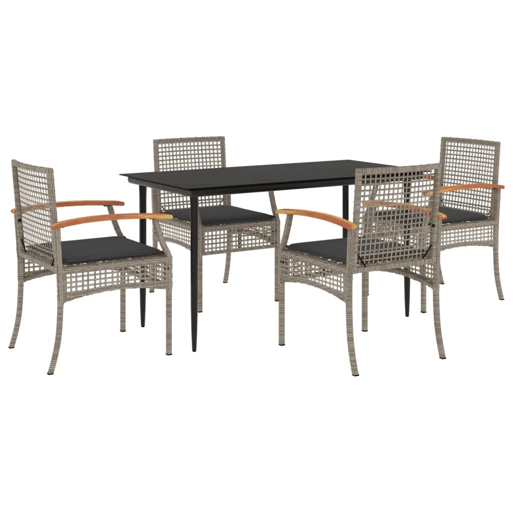 Set da Pranzo da Giardino 5 pz con Cuscini in Polyrattan Grigio 3213612