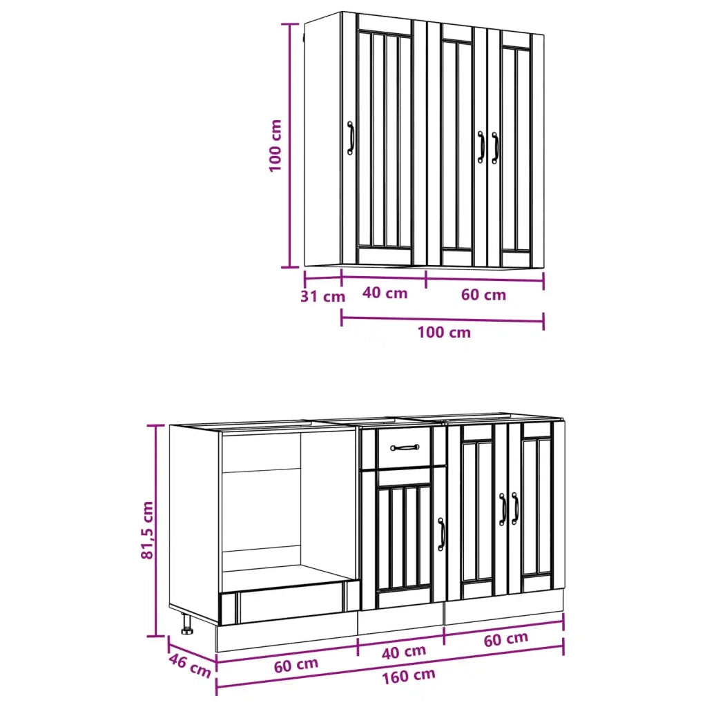 Unità Cucina LUCCA 5 pcs Rovere Fumo Legno ingegnerizzato 3438270