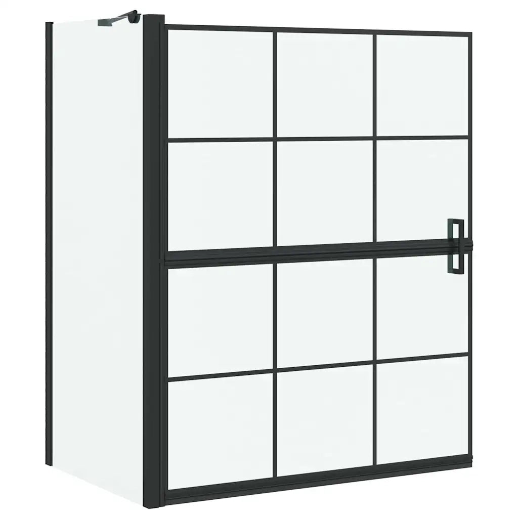 Schermo per Bagno e Doccia Nero e trasparente 100 x 68 x 128 cm 42018554