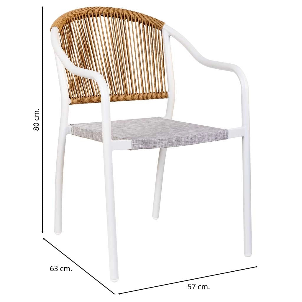 Sedia in rattan sintetico bianco 57x63x80