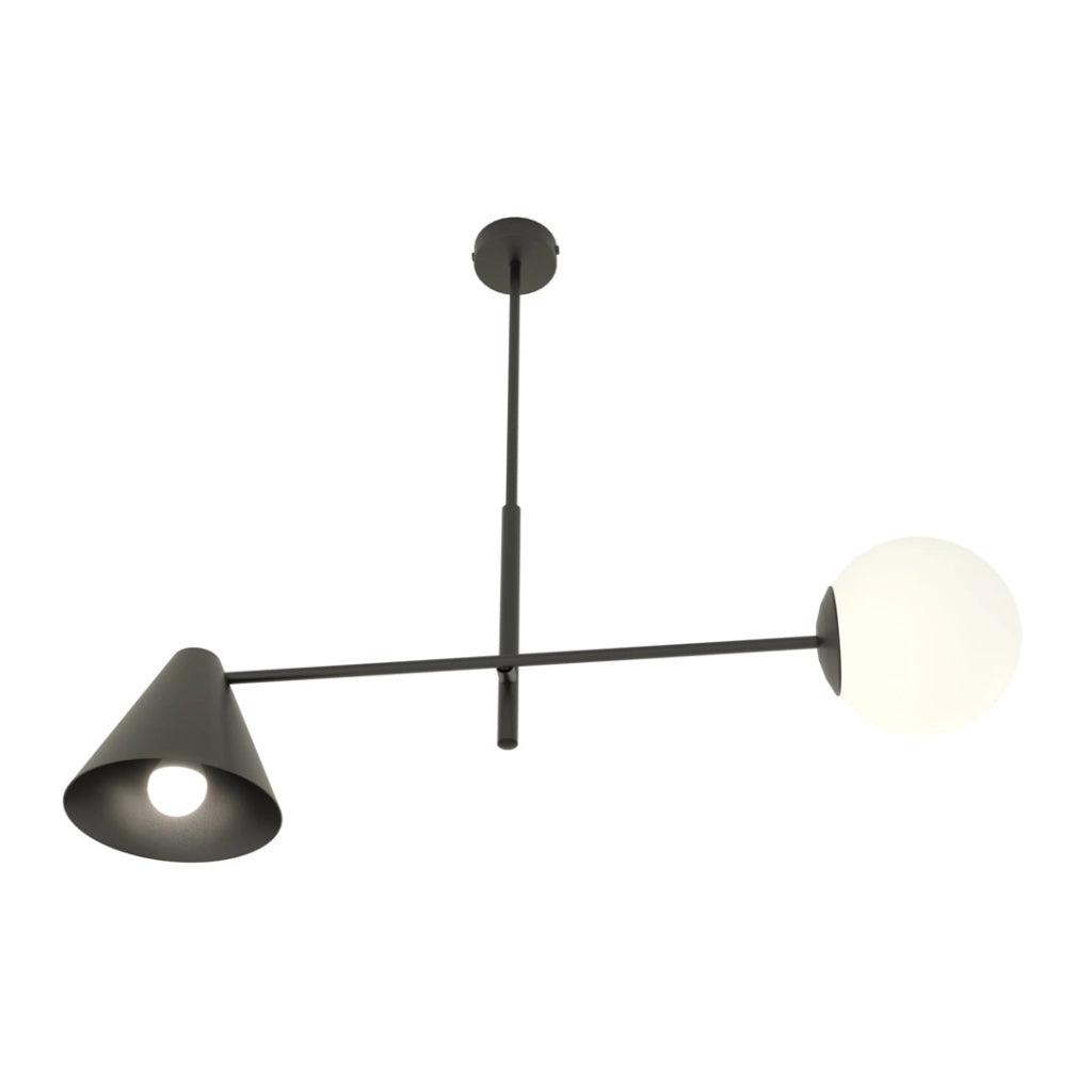 Lampada a sospensione Emibig Hermes nera 2xE14 sfera vetro