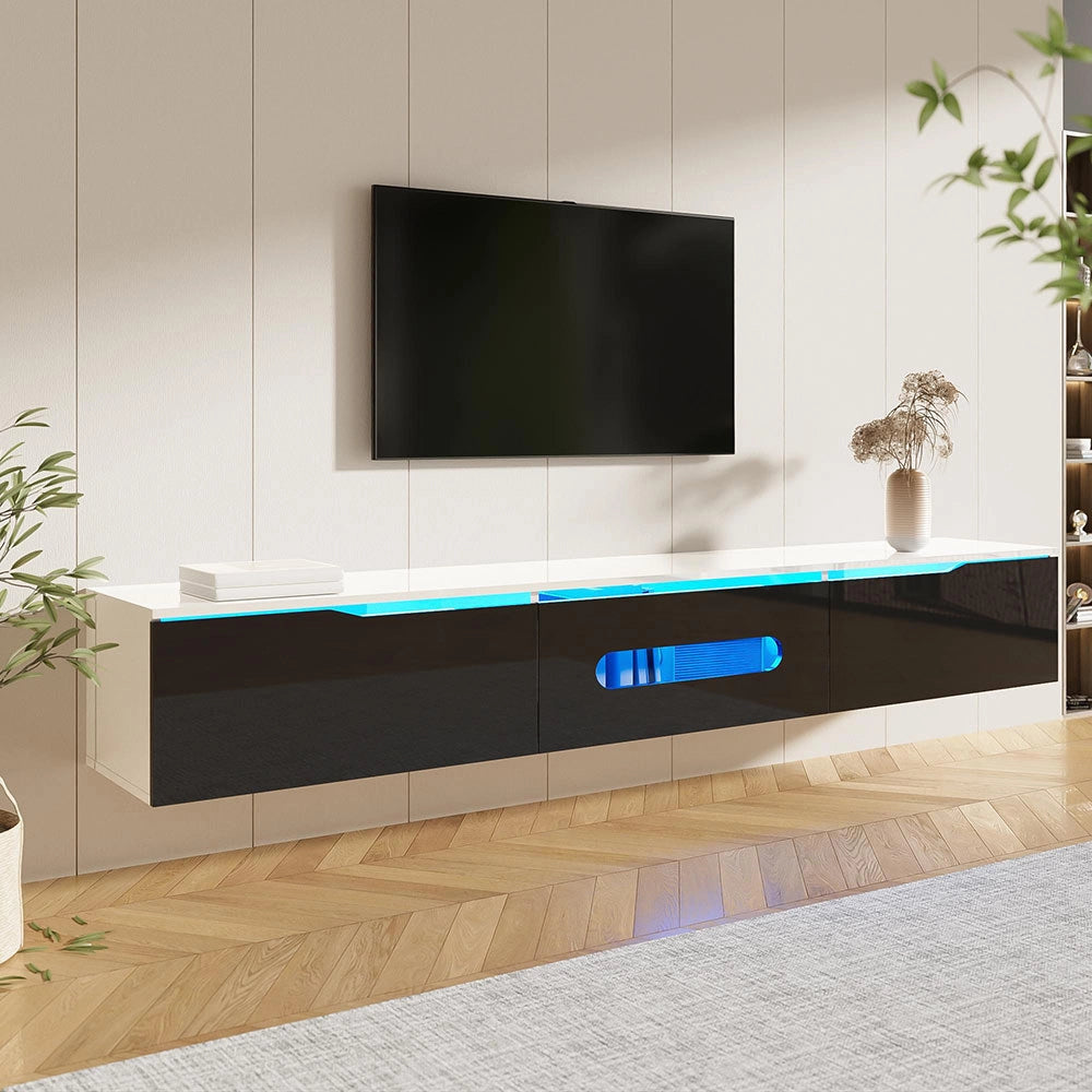 Mobile TV bicolore - Xylo - 180cm lucido LED RGB fissaggio a muro