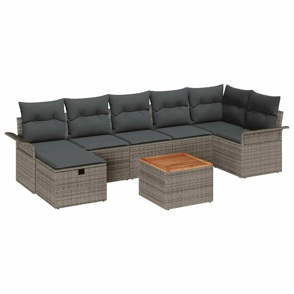 Set Divano da Giardino con cuscino 8 pcs Grigio Poly Rattan 3360793