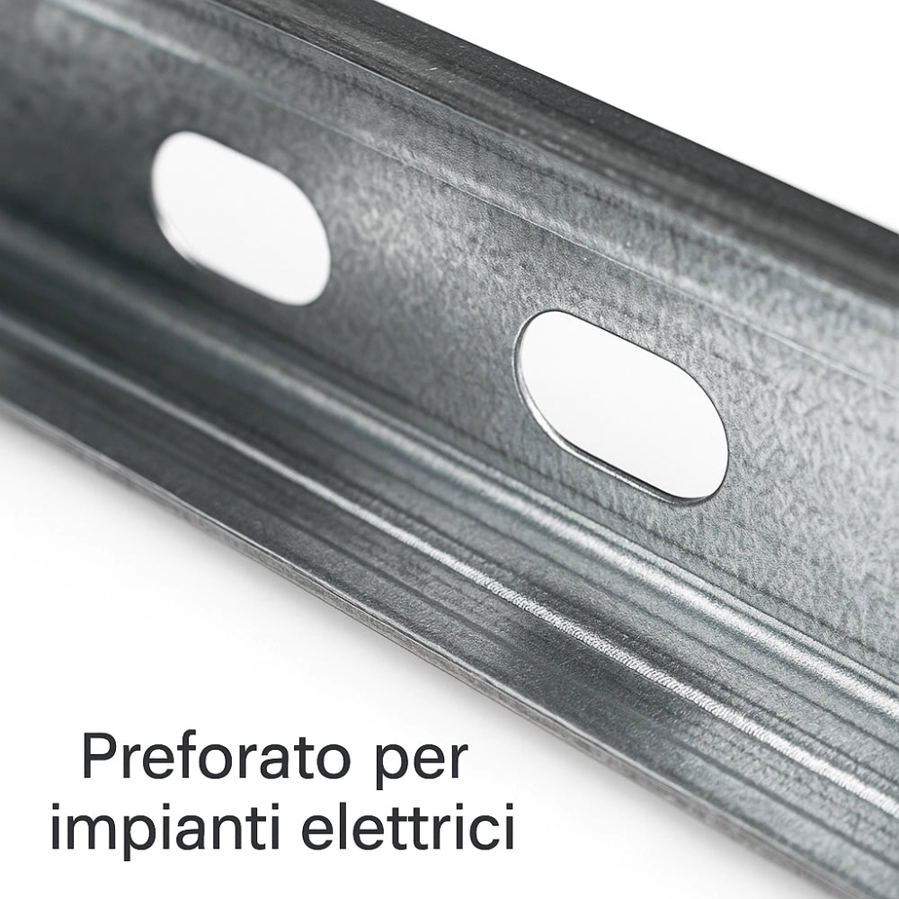 Montante c standard 2 m profilo preforato sp 0,6 mm fissaggio cartongesso 1 pz *** misure 47 x 99 x 50 mm, confezione 1