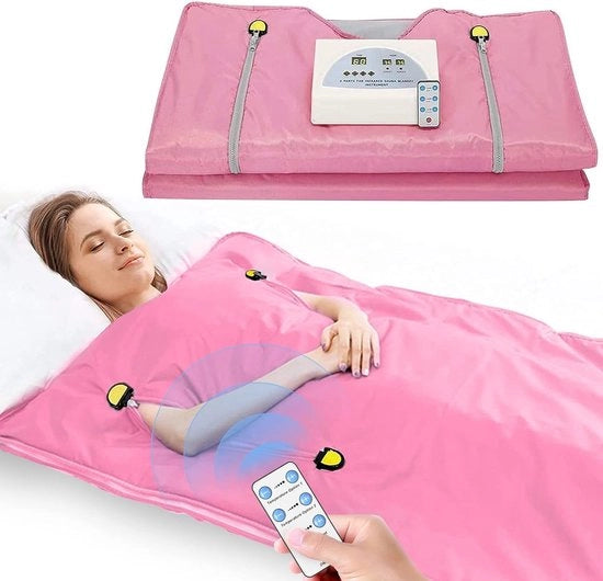 Sauna infrarossa a due zone portatile per uso domestico digitale sauna di rilassamento sudorazione depurazione trattamento della pelle (rosa)