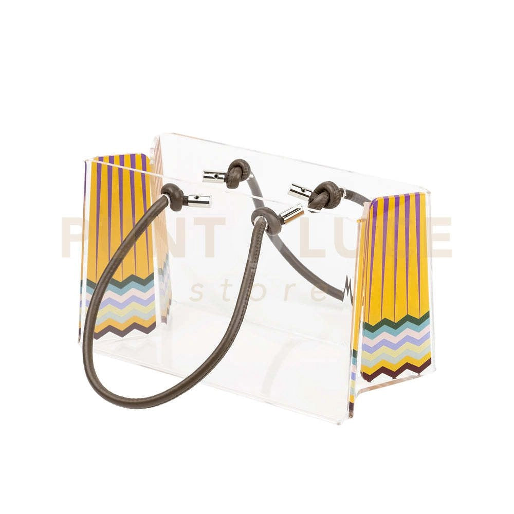 SHOPPER PICCOLA CHARLOTTE IN CRISTALLO ACRILICO TRASPARENTE E CON RAINBOW