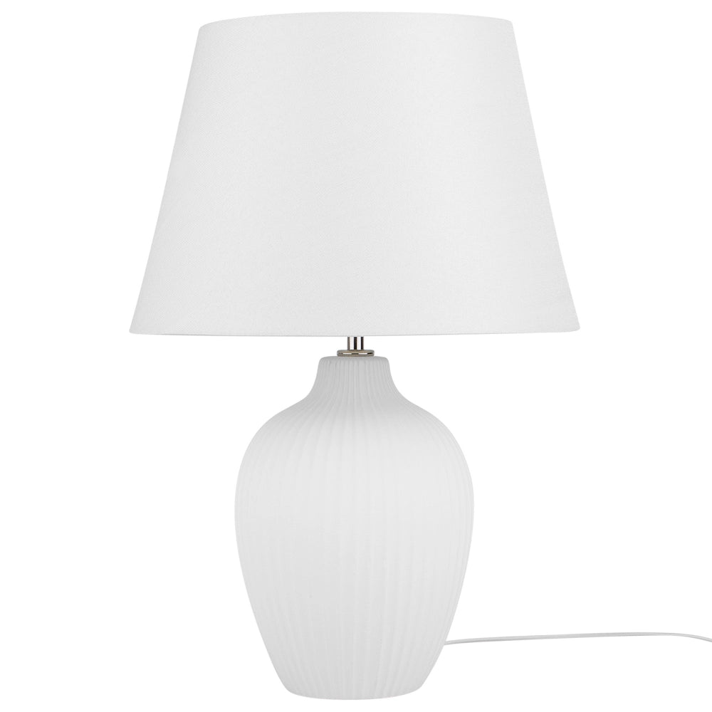 Lampada da Tavolo in Ceramica Bianca 52 cm Paralume Impero Comodino Soggiorno Camera da Letto Illuminazione Stile Retrò