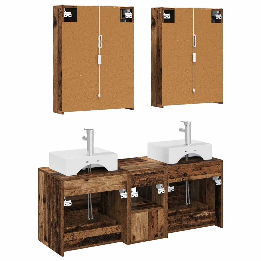 Set di mobili per il bagno 5 pz Legno antico 3406813
