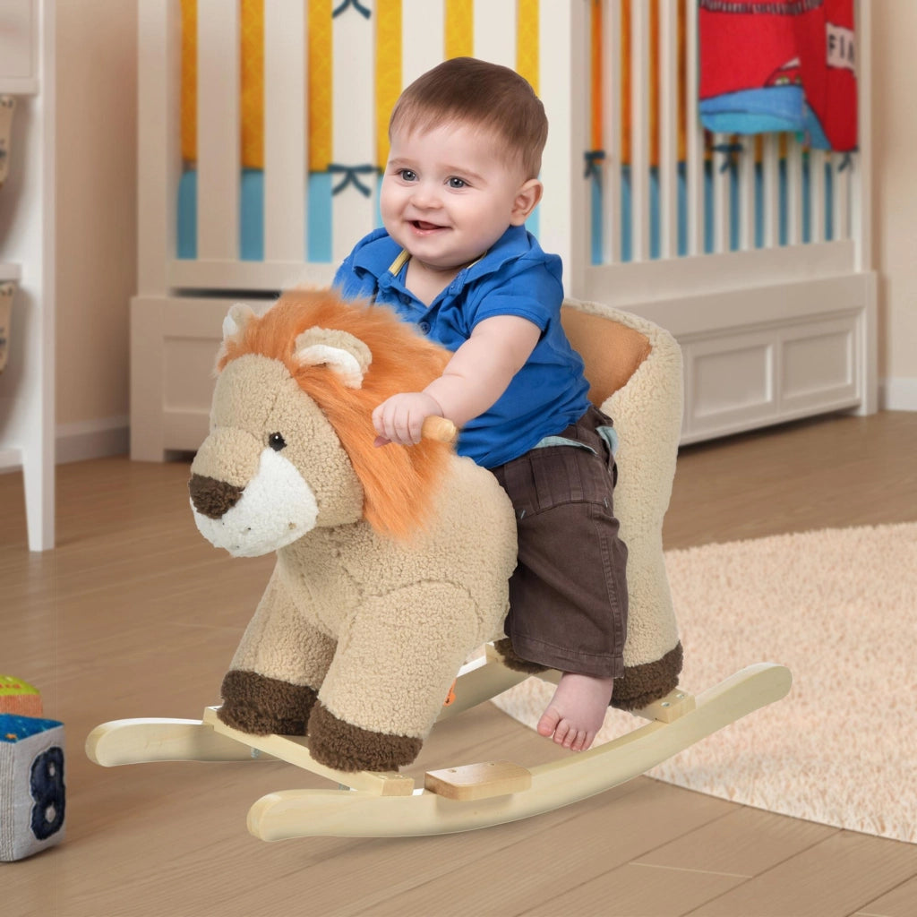 Dondolo Leone Giocattolo per Bambini ¨C Minimal ¨C Legno e Peluche