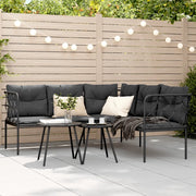 Divano Giardino con Cuscini Forma a L-Sofa da Giardino-Divanetto da esterno Nero Acciaio e Textilene 514957