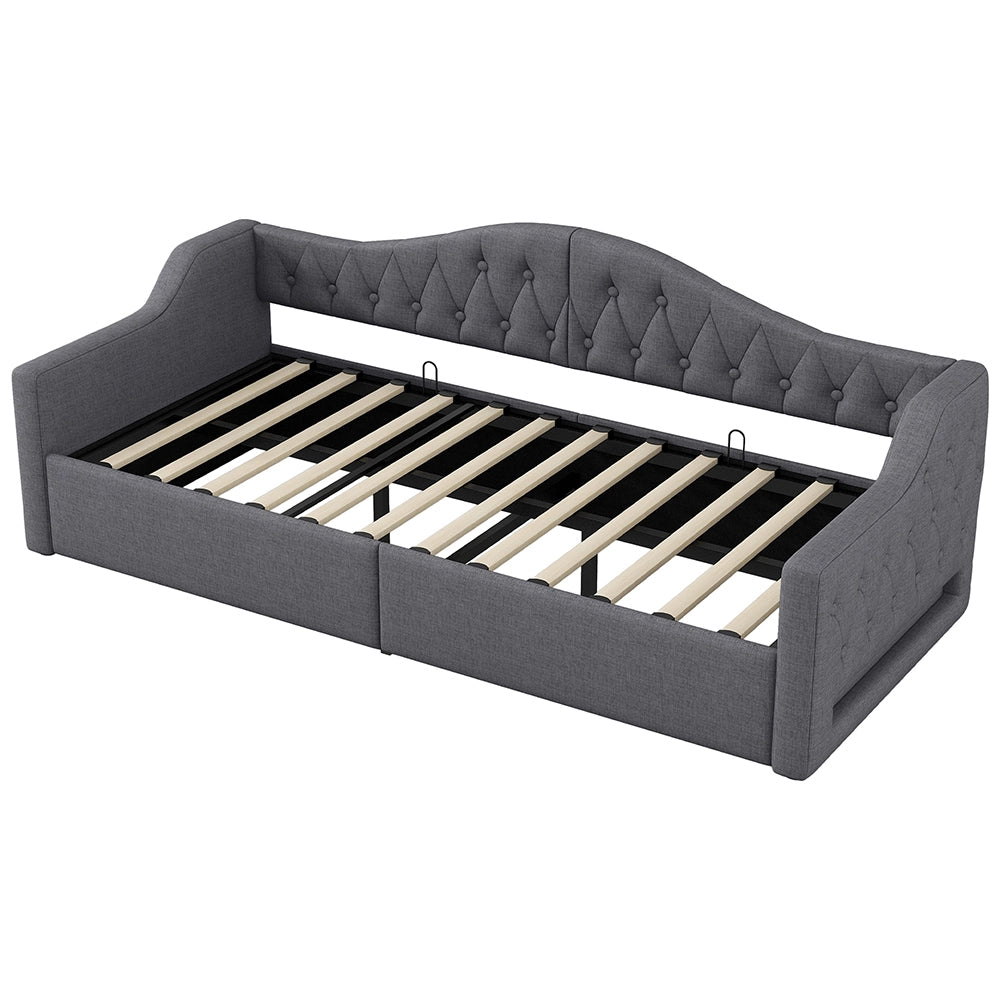 Letto imbottito - Xylo - 90x200cm LED con contenitore, grigio