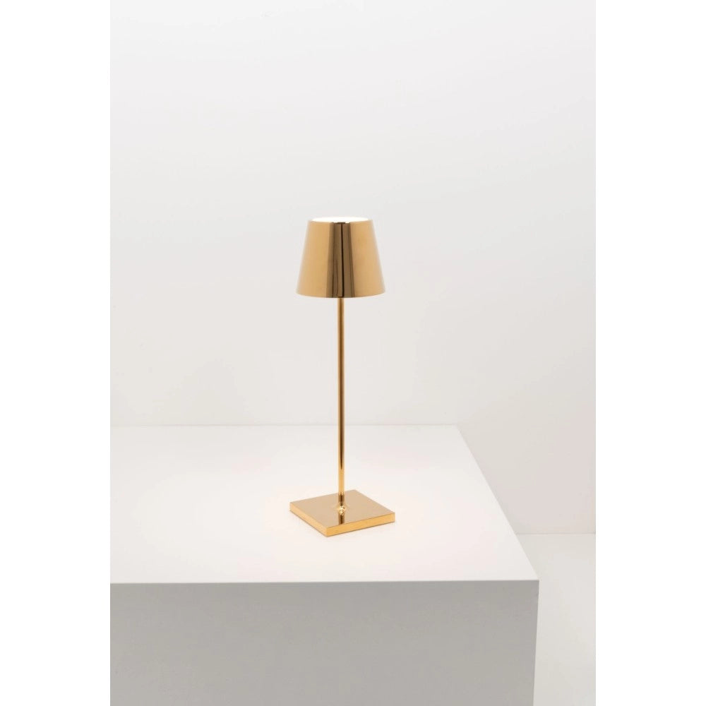 Lampada a led da tavolo Poldina Pro Oro Lucido ricaricabile e dimmerabile con batteria fino a 12 ore