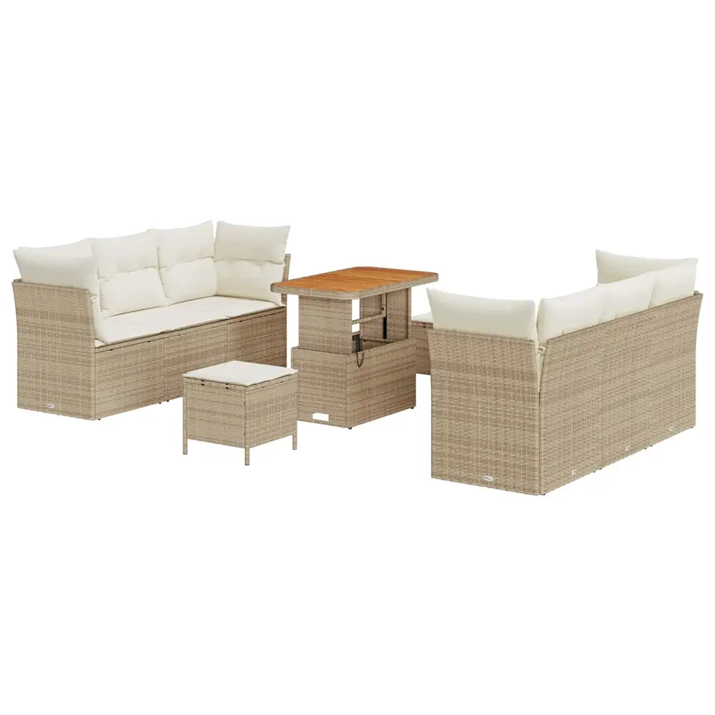 Set Divano da Giardino 9 pcs Beige polyrattan