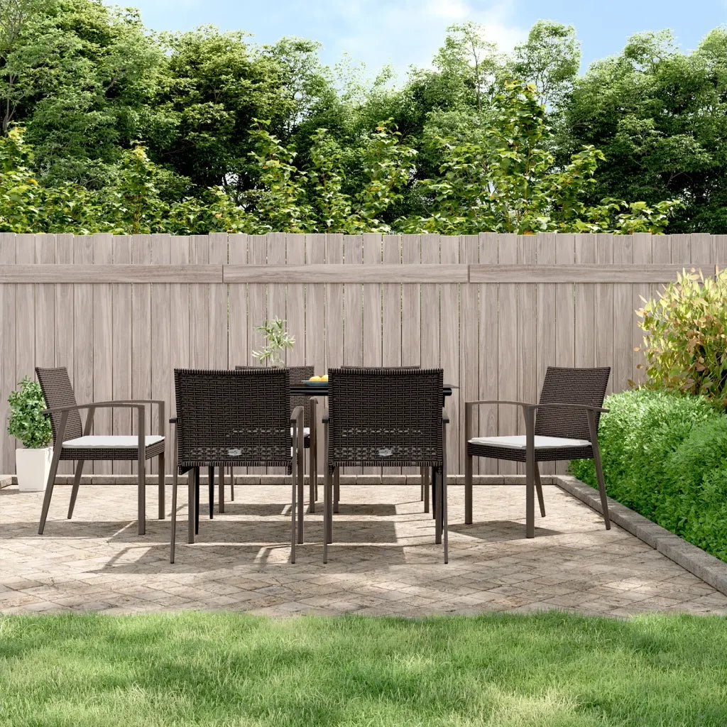 Set Pranzo da Giardino 7 pz con Cuscini in Polyrattan e Acciaio 3186974