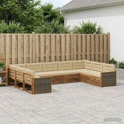 Set di divani da esterno con cuscino 9 pcs Naturale e Beige 3383831
