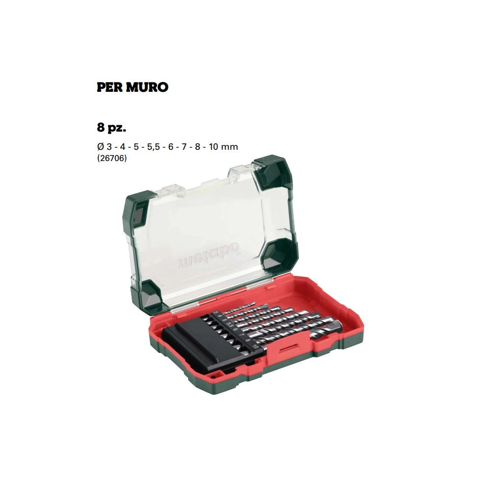 Metabo set 8 punte per muro a 2 taglienti attacco normale