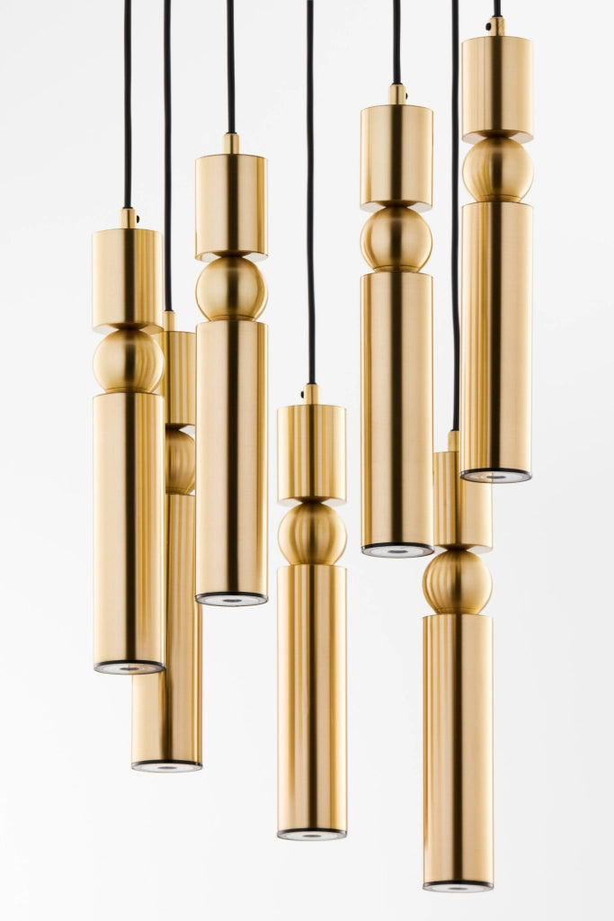Lampada sospesa moderna tonda Ø37 oro 7xGU10 ALAS Jupiter