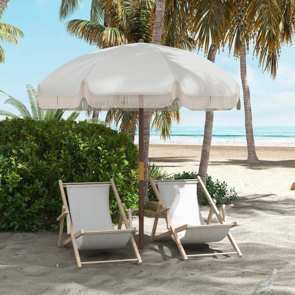 Ombrellone da Giardino con Frange ¨C Minimal ¨C Grigio ?190x210 cm