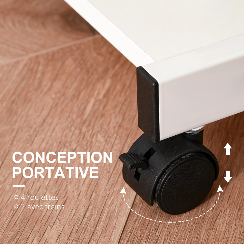 Scrivania per computer con ruote e ripiano scorrevole ¨C zephmum ¨C Bianco