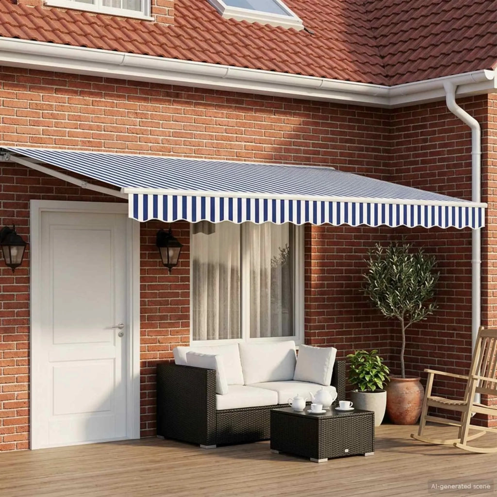 Tenda retrattile manuale Blu e Bianco 4 × 3,5 m 3420268