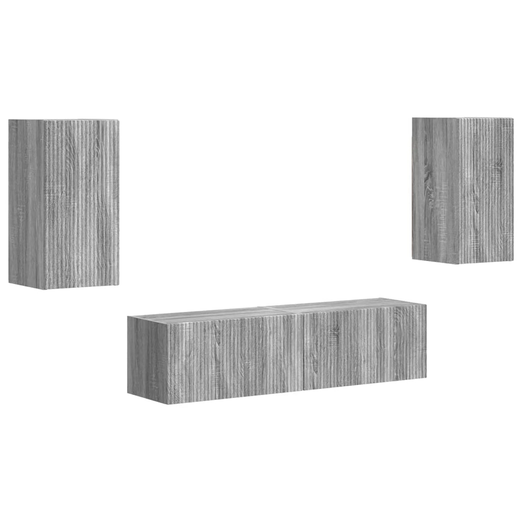 Set mobile TV 4 pcs Grigio Sonoma Legno multistrato