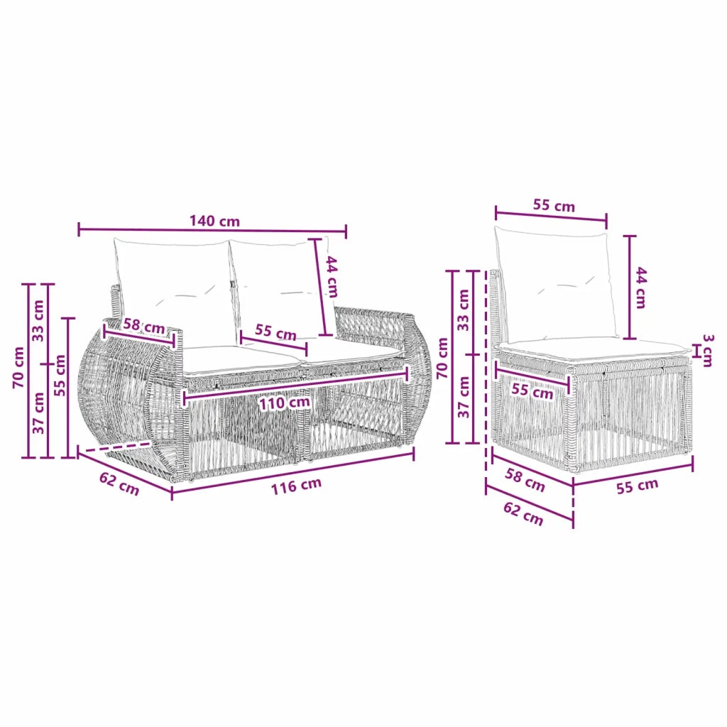 Set Divano da Giardino 4 pz Beige e Bianco Crema polyrattan 3435342