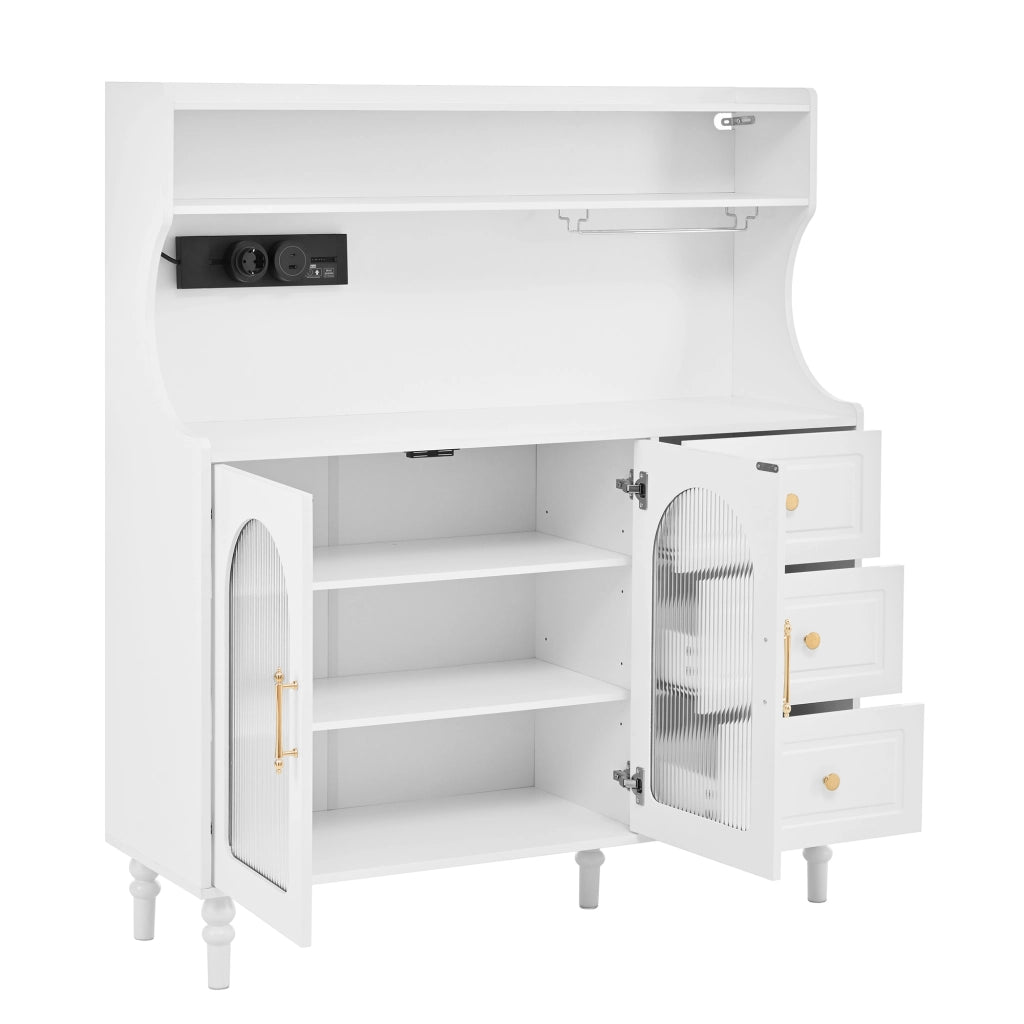 Buffet Alto da Cucina con Cassetti e Prese Elettriche ¨C MINIMAL ¨C Bianco