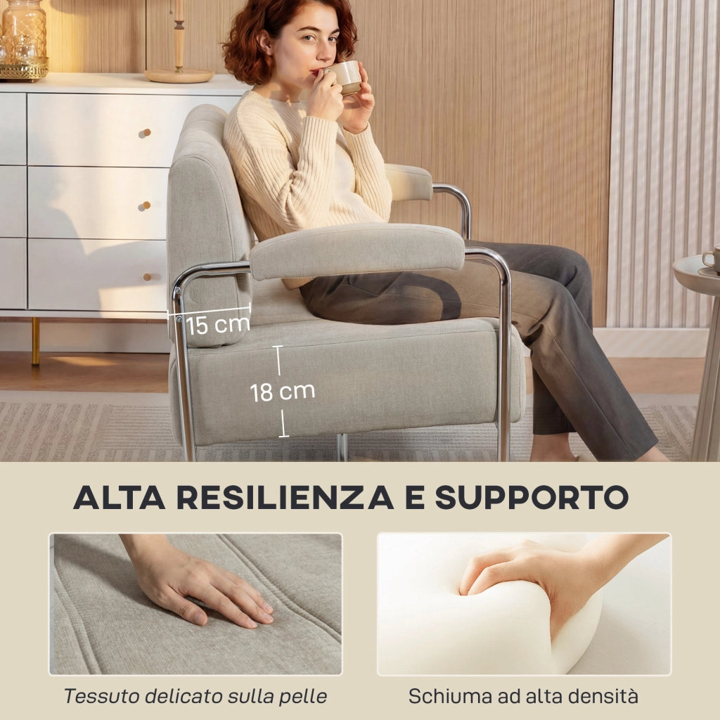 Divano 3 Posti Tessuto Beige ¨C Minimal ¨C 174x75x76 cm