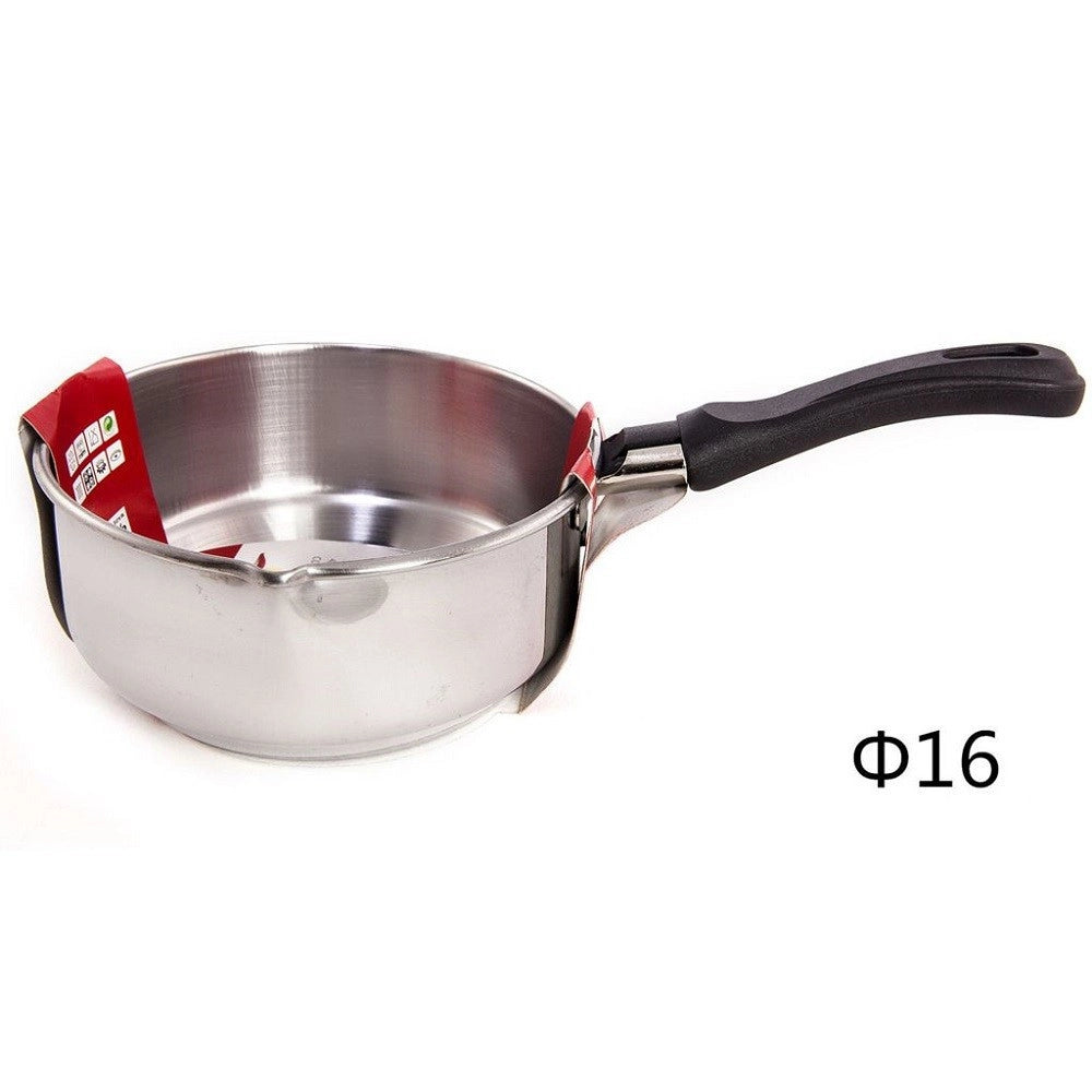Trade Shop - Pentolino Bollitore Latte In Acciaio Inox Diametro 16cm Manico Bachelite 106851 -