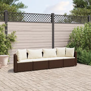 Set Divano da Giardino 4 pz con Cuscini Marrone in Polyrattan 3308457