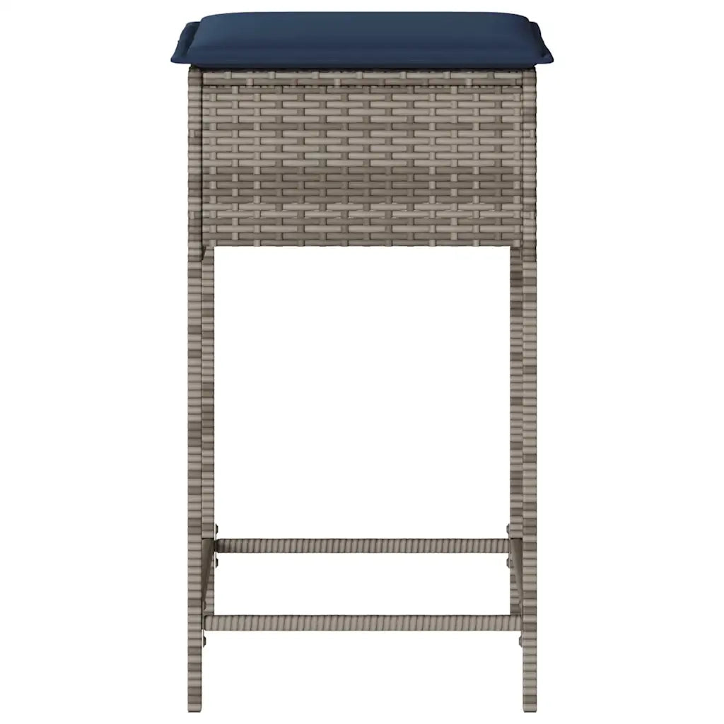 Sgabelli da giardino con Cuscini 2 pz in Polyrattan Grigio 368324