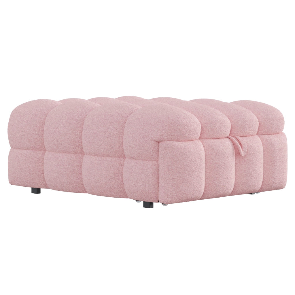 Letto singolo con funzione divano e poggiapiedi in tessuto teddy 76x183 cm