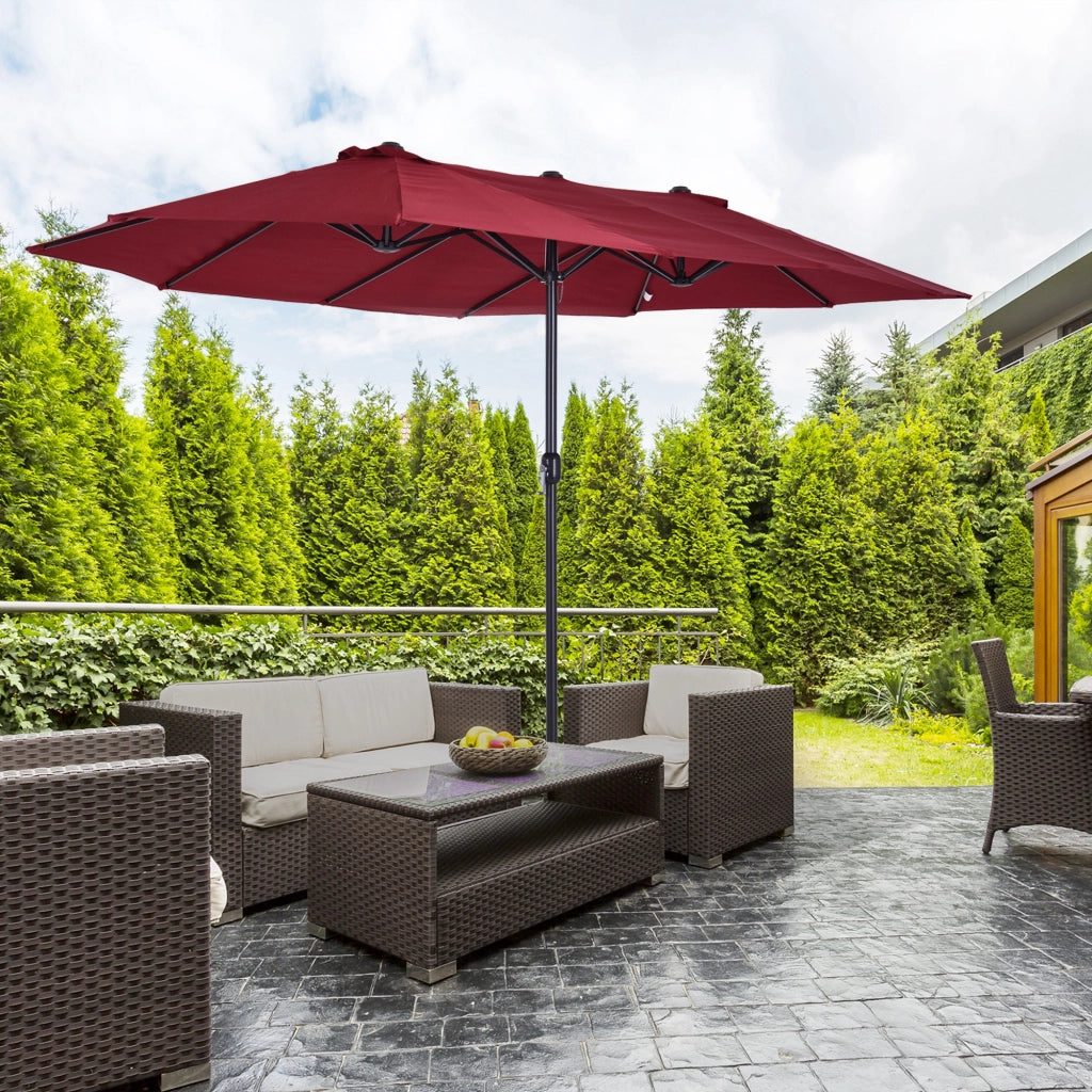 Ombrellone Doppio per Giardino ¨C zephmum ¨C Rosso Vino 455x265x238 cm