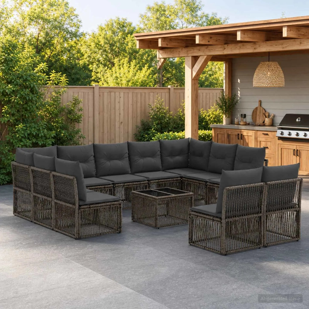 Set Divano da Giardino 12 pcs Grigio polyrattan 3434378