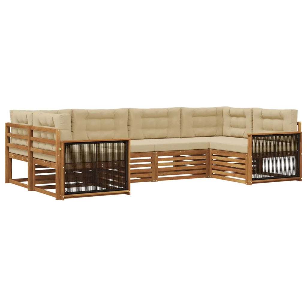 Set di divani da esterno con cuscino 6 pcs Naturale e Beige 3383776