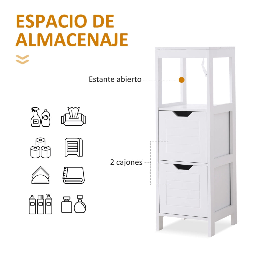 Mobile Bagno con Anta e Cassetti ¨C Minimal ¨C Bianco 30x30x89 cm