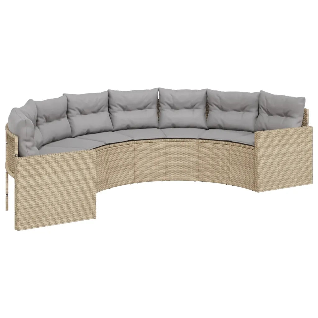 Divano Giardino Tavolo e Cuscini Semicircolare Beige Polyrattan 3318519