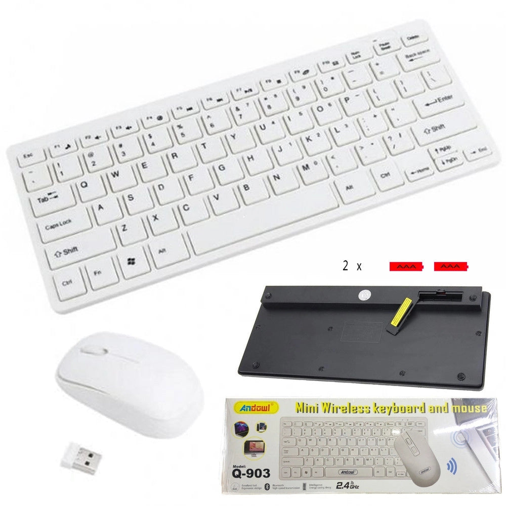 Trade Shop - Set Tastiera Mouse Wireless 3.4ghz Bluetooth Inglese Americano Per Ufficio Q-903 -