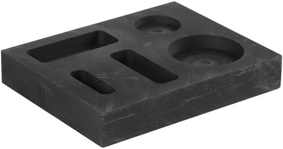 Strumento di fonditura a grafite - multifunzionale con uscite per lubrificazione - dimensioni 7,20 x 5,70 x 1,20 cm - ottimizzazione del materiale - colore nero - forma a smaltino