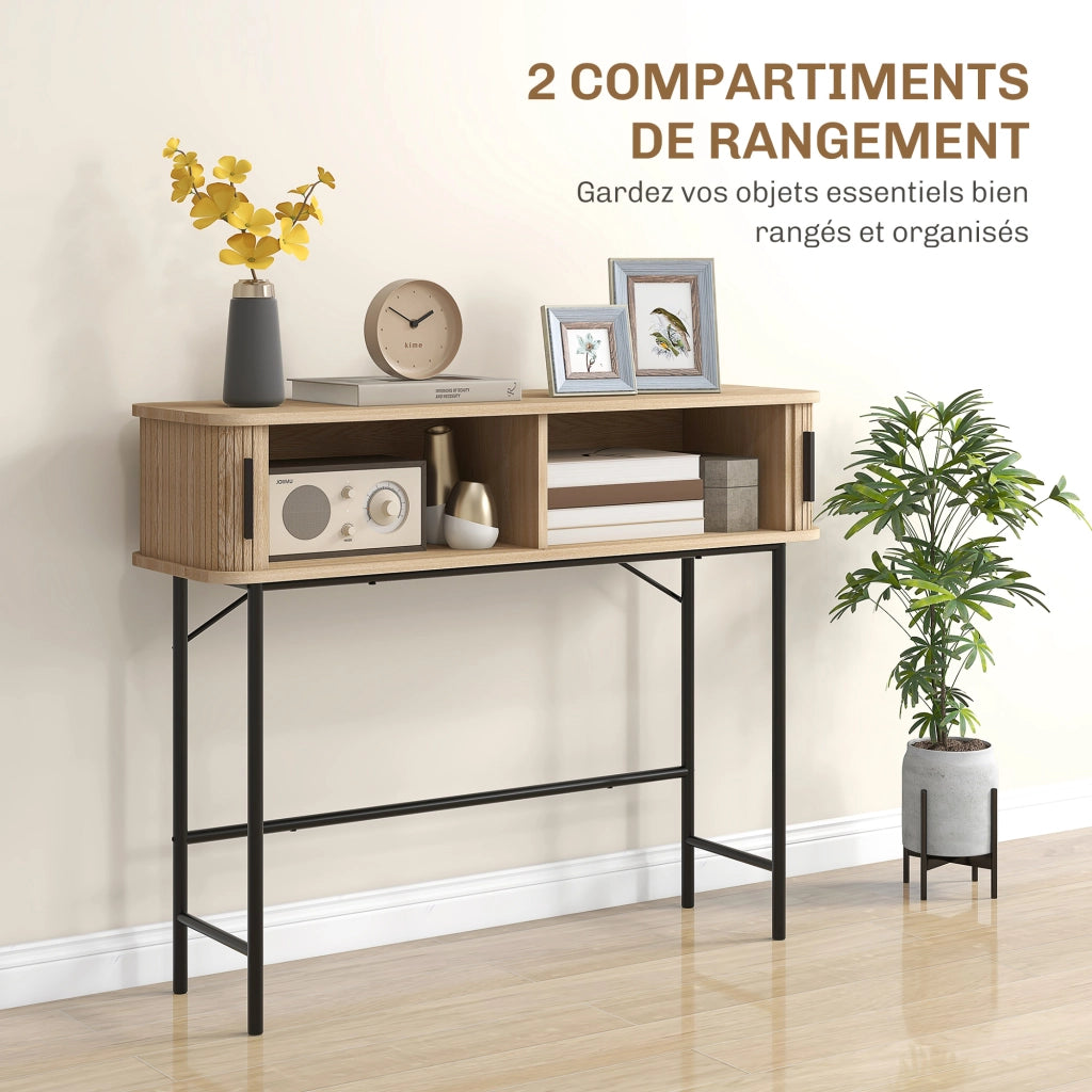 Tavolo console con ante scorrevoli ¨C Minimal ¨C quercia e nero