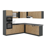 Cucina angolare completa R-Line Rovere artigianale/Antracite 247 x 237 cm, PL Antracite Vicco