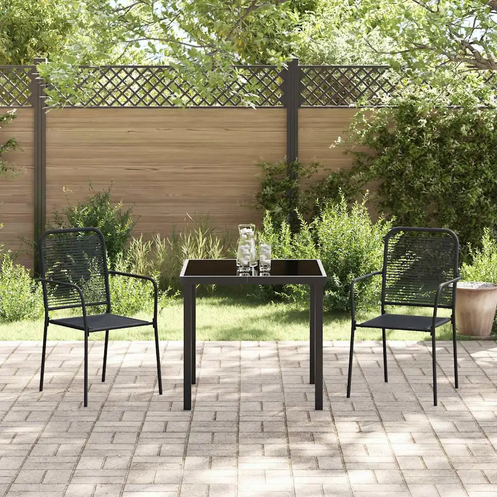 Set da Pranzo per Giardino 3 pcs Nero