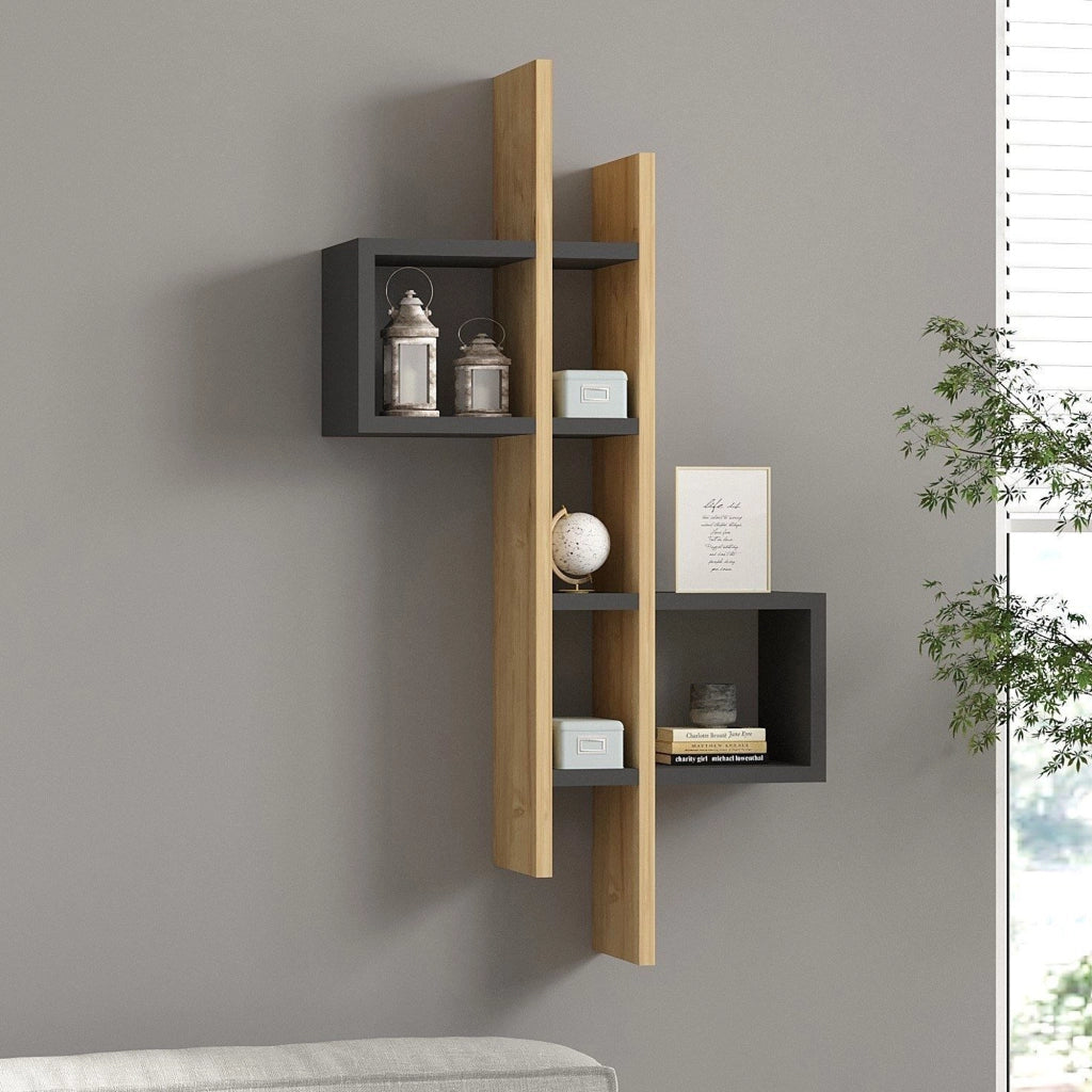 Cupello, Mensola 8 Ripiani, 54x20x108h cm Nero Antracite