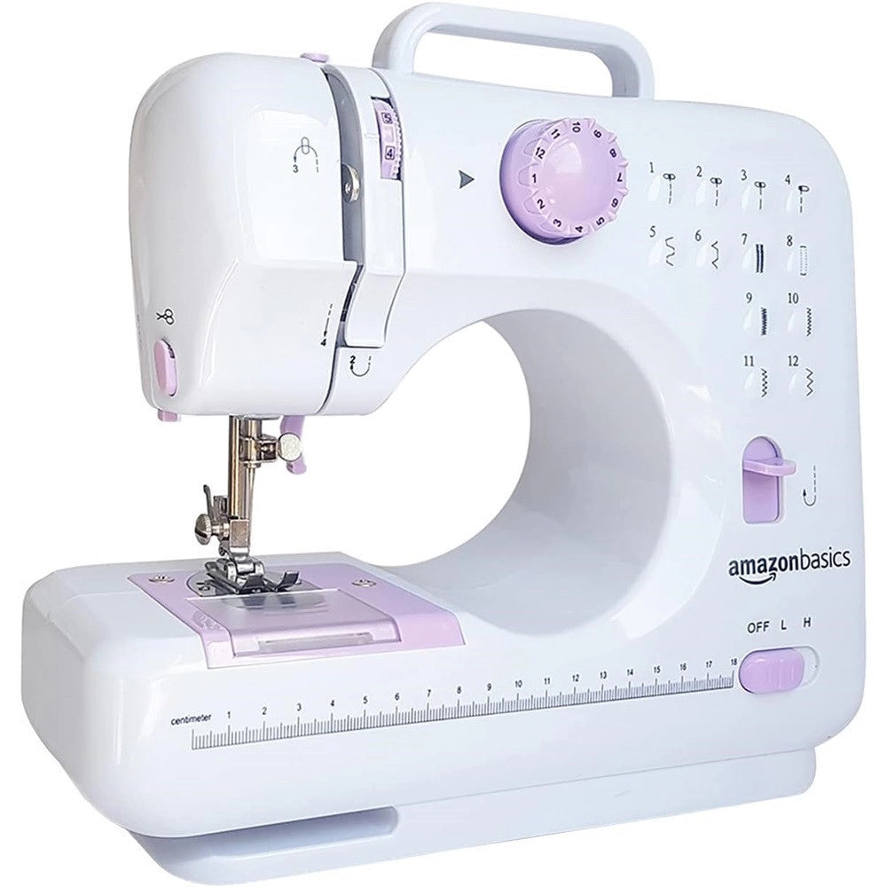 Trade Shop - Macchina Da Cucire Portatile Con 12 Punti Uso Domestico Sistema Con 2 Velocità Di Cucito -