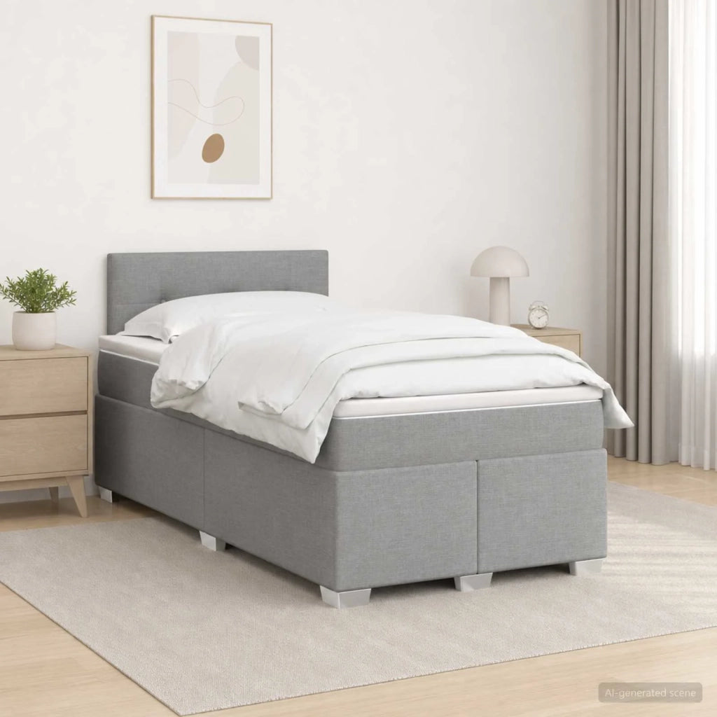 Letto con Box Spring, Materasso e LED Grigio Chiaro Tessuto 3451896