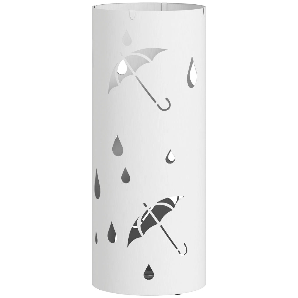 Portaombrelli cilindrico con vassoio e ganci ¨C Minimal ¨C bianco, 17x41 cm
