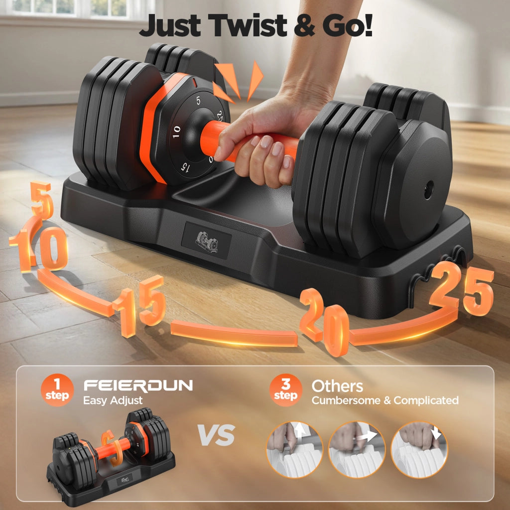 Set Manubri Regolabili 2 Pezzi 50LB ¨C Minimal ¨C Nero