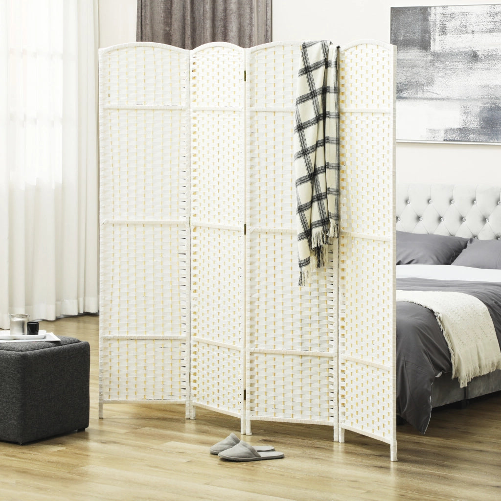 Biombo Pieghevole 4 Pannelli ¨C Minimal ¨C Bianco 160x170 cm